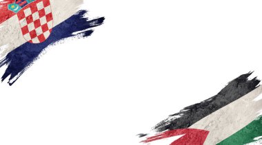 Beyaz Arkaplanda Hırvatistan ve Filistin Bayrakları